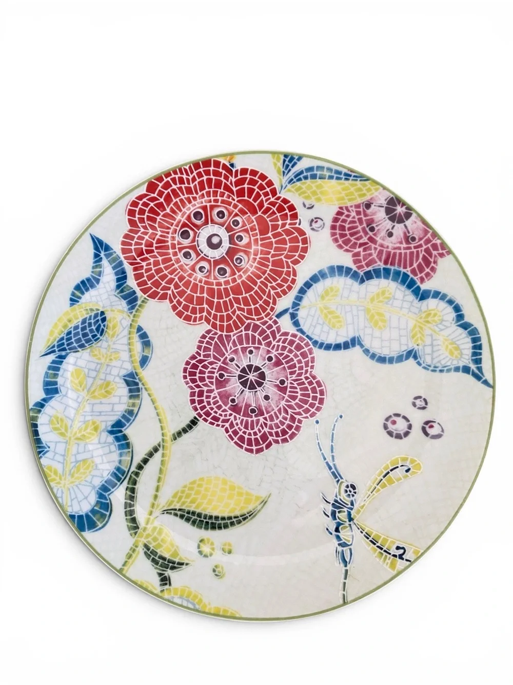 Anthropologie Mosaic Floral Plate